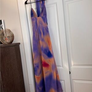 Elegant Purple and Orange Tie-Dye Dress